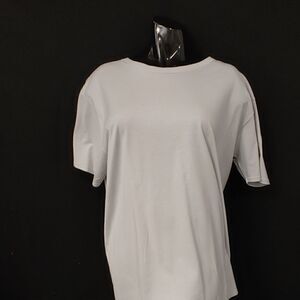 LADIE'S HANES BEEFY T CREW NECK T SHIRT SILVER